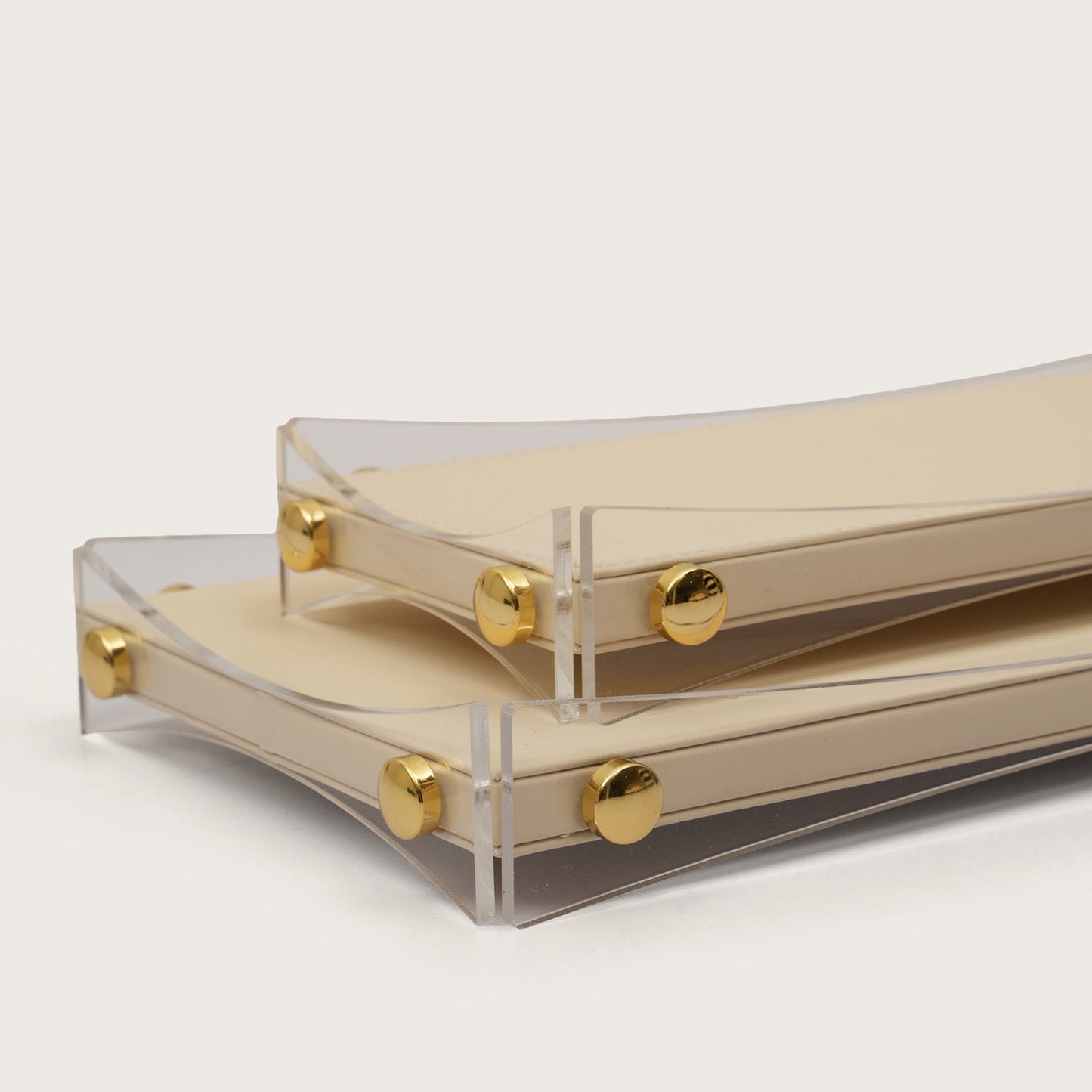 Curved Rectangular Desk Organizer Tray: Beige - Large