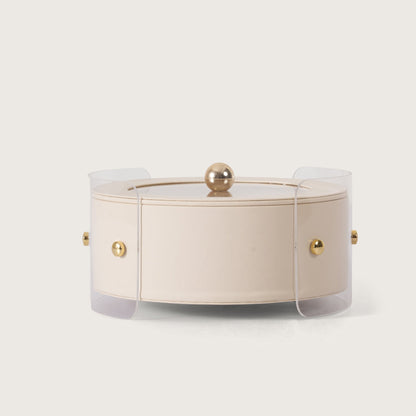 Luxury Round Organiser Storage Box With Lid White