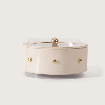 Luxury Round Organiser Storage Box With Lid White