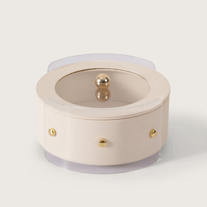 Luxury Round Organiser Storage Box With Lid White