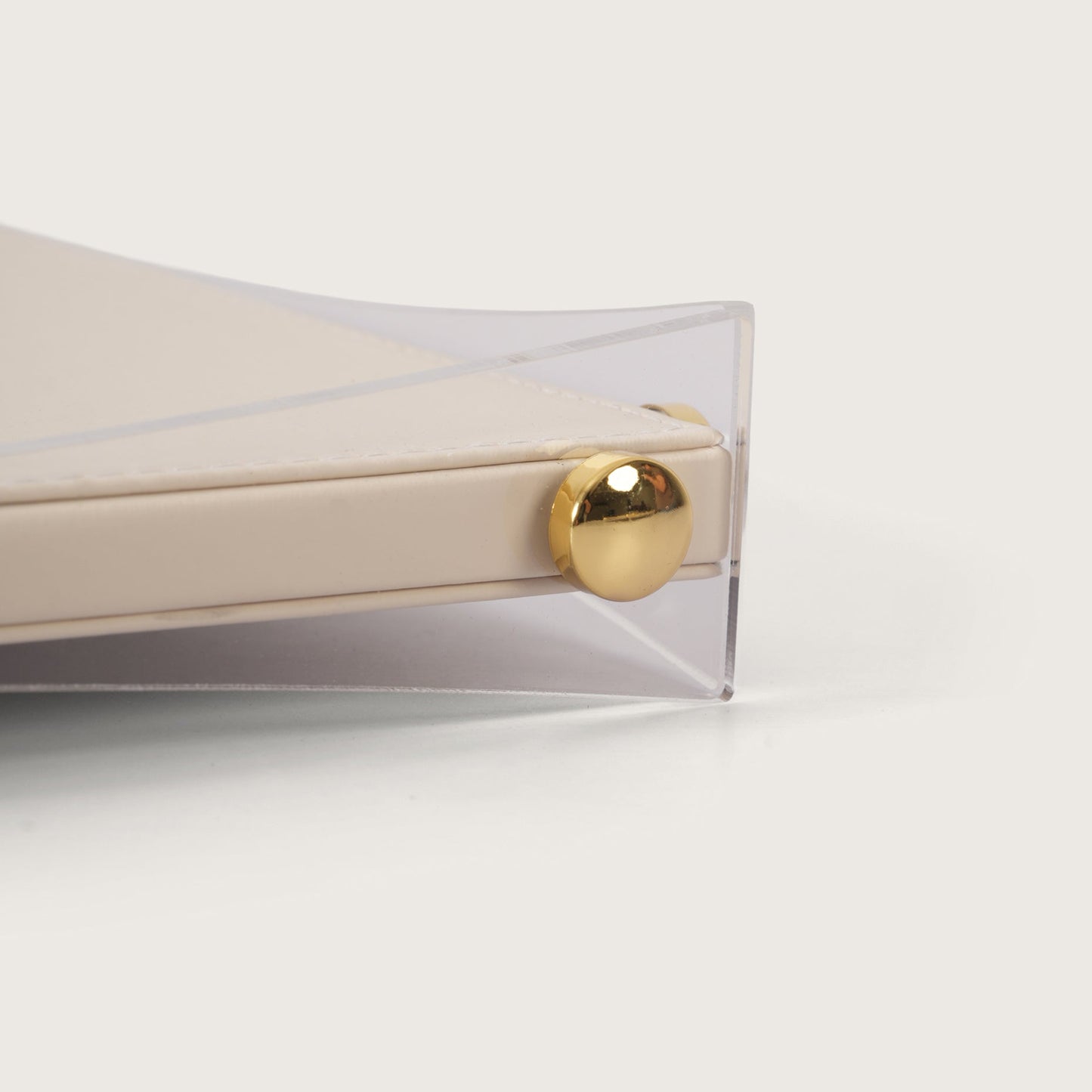 Premium White & Gold Serving Leather Tray - Medium