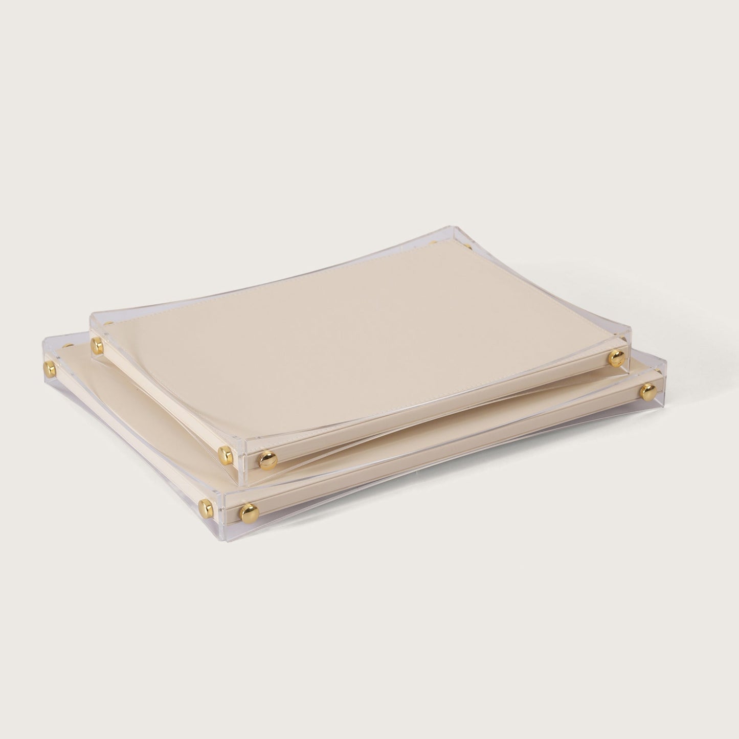Premium White & Gold Serving Leather Tray - Large
