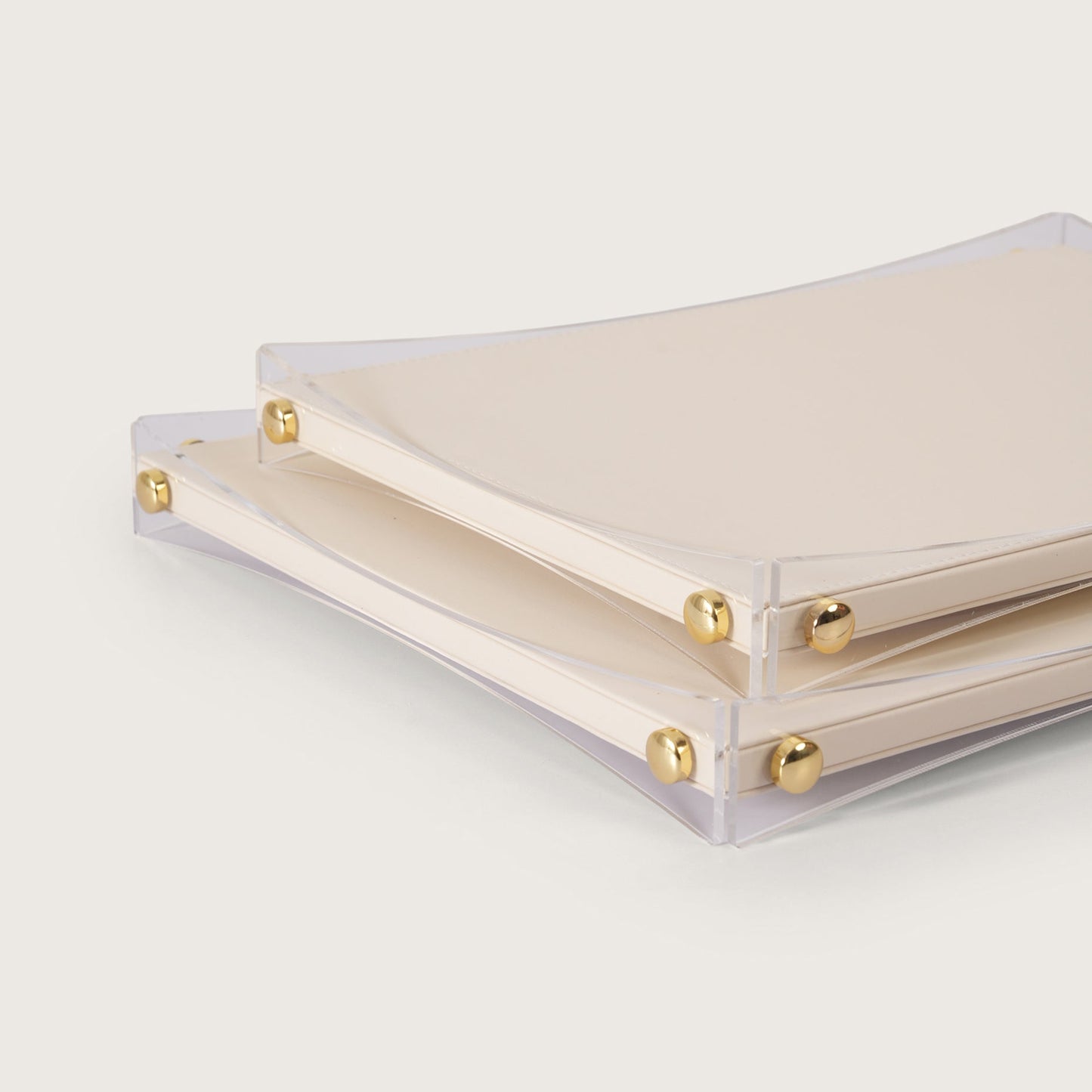 Premium White & Gold Serving Leather Tray - Medium