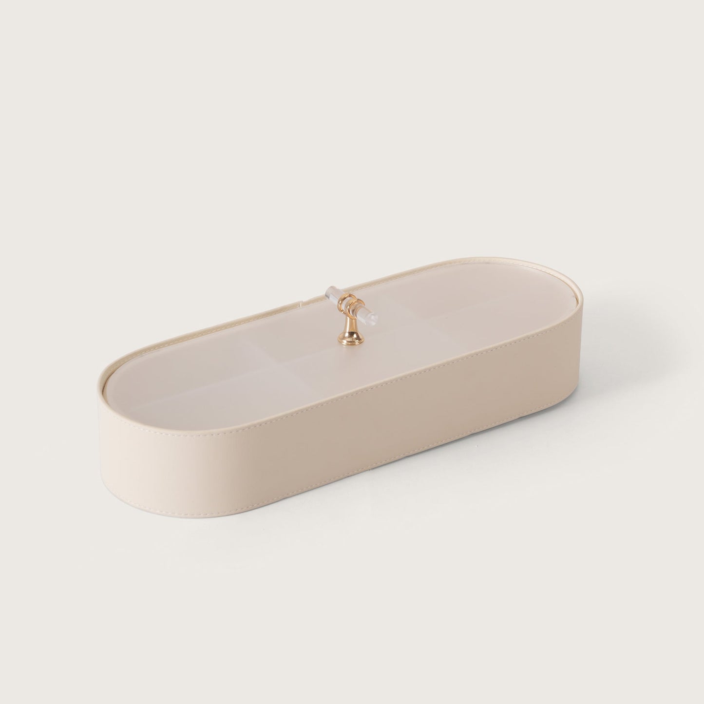Luxe Leather Multicompartment Organiser Box White