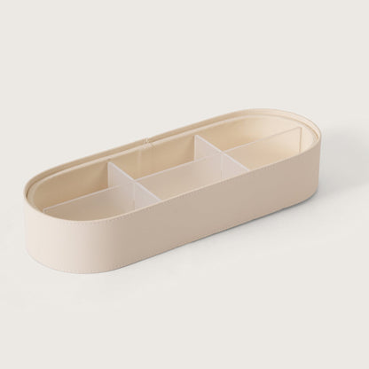 Luxe Leather Multicompartment Organiser Box White