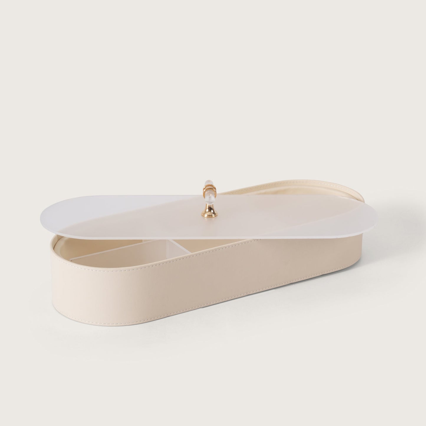 Luxe Leather Multicompartment Organiser Box White