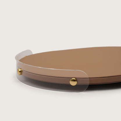 Luxe Leather Oval Accent Tray WIth Brown Accent - Medium