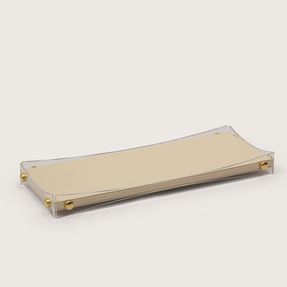 Curved Rectangular Desk Organizer Tray: Beige - Medium