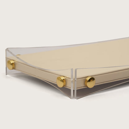 Curved Rectangular Desk Organizer Tray: Beige - Large