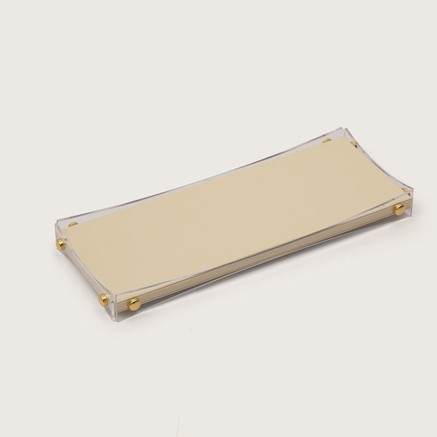 Curved Rectangular Desk Organizer Tray: Beige - Medium