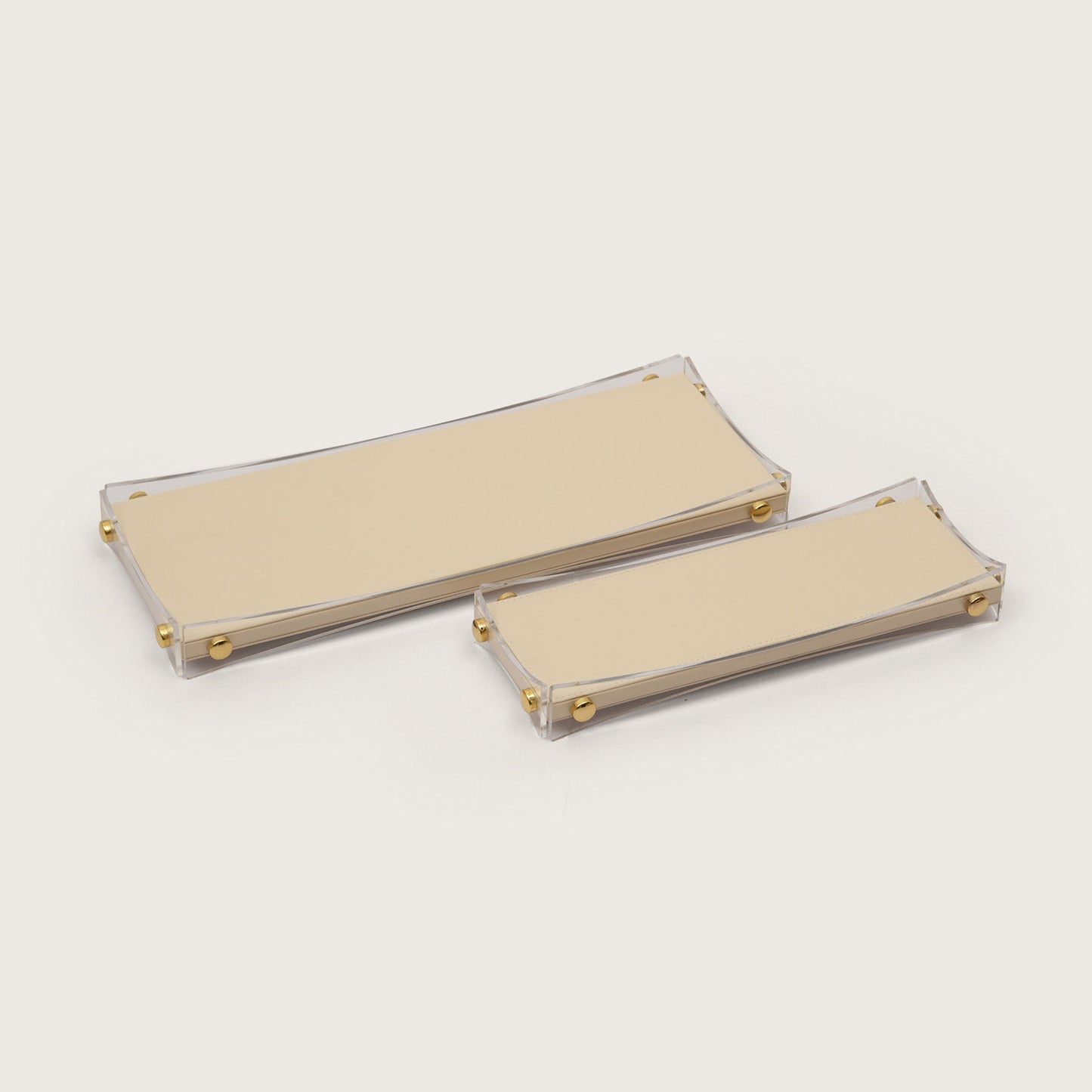 Curved Rectangular Desk Organizer Tray: Beige - Medium