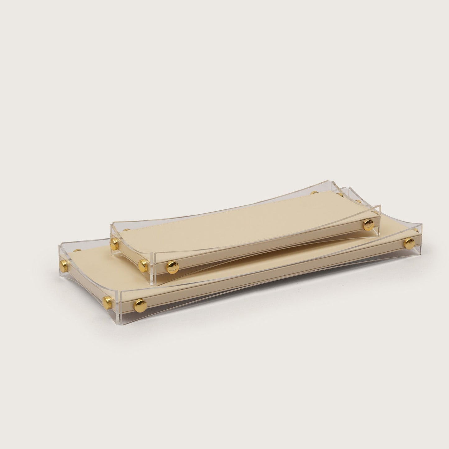 Curved Rectangular Desk Organizer Tray: Beige - Medium