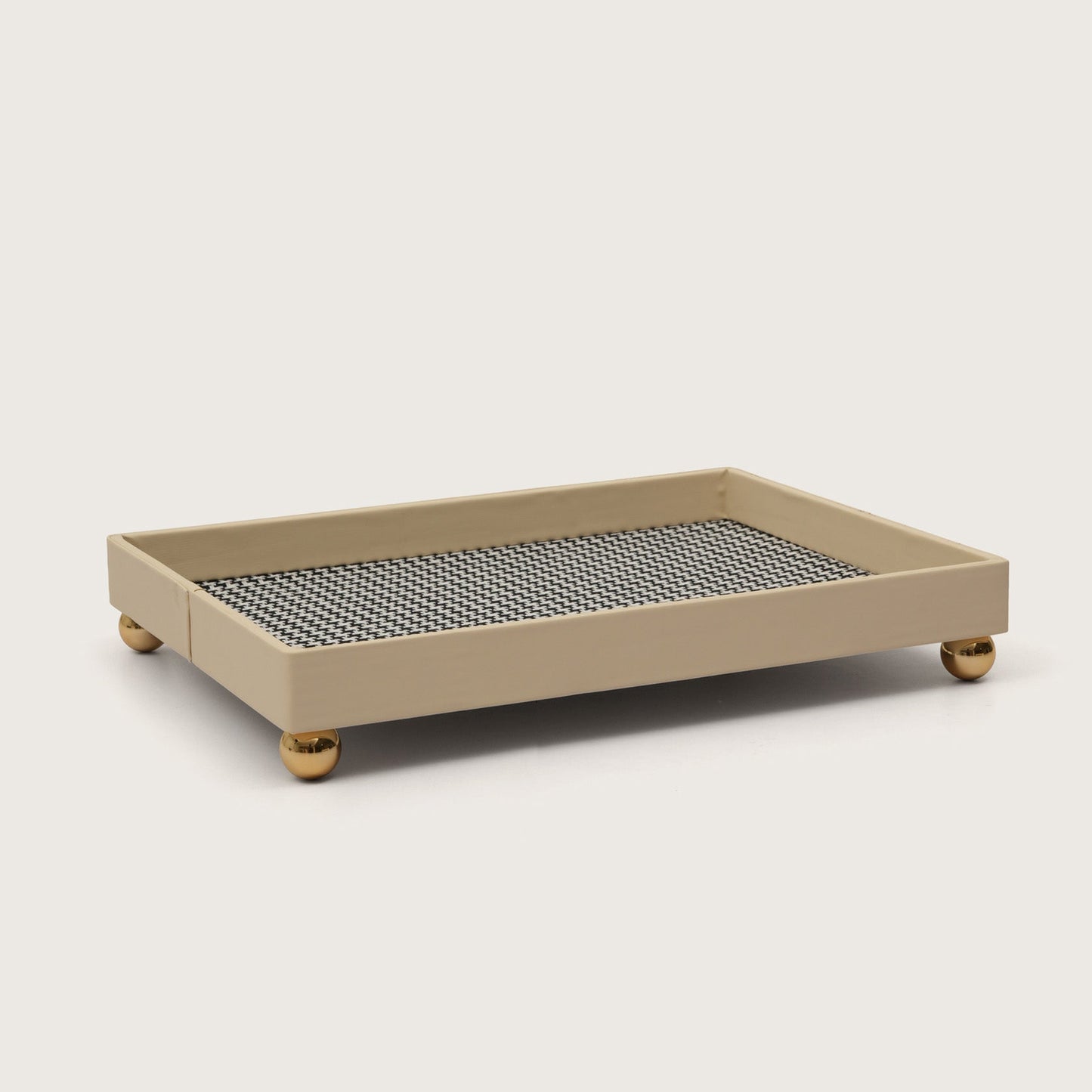 The Decorative Rectangular Tray Polished Gold Sphere Feet - Medium