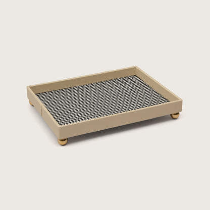 The Decorative Rectangular Tray Polished Gold Sphere Feet - Large