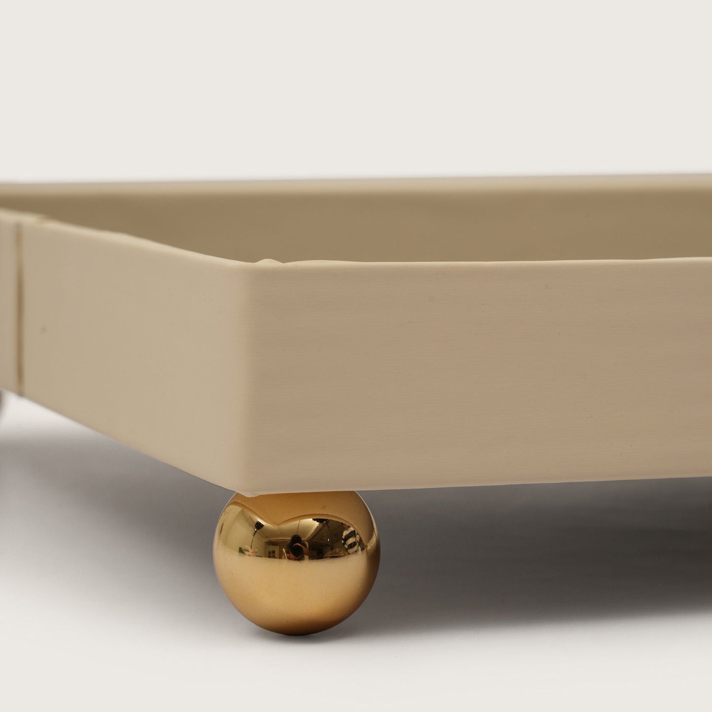 The Decorative Rectangular Tray Polished Gold Sphere Feet - Large