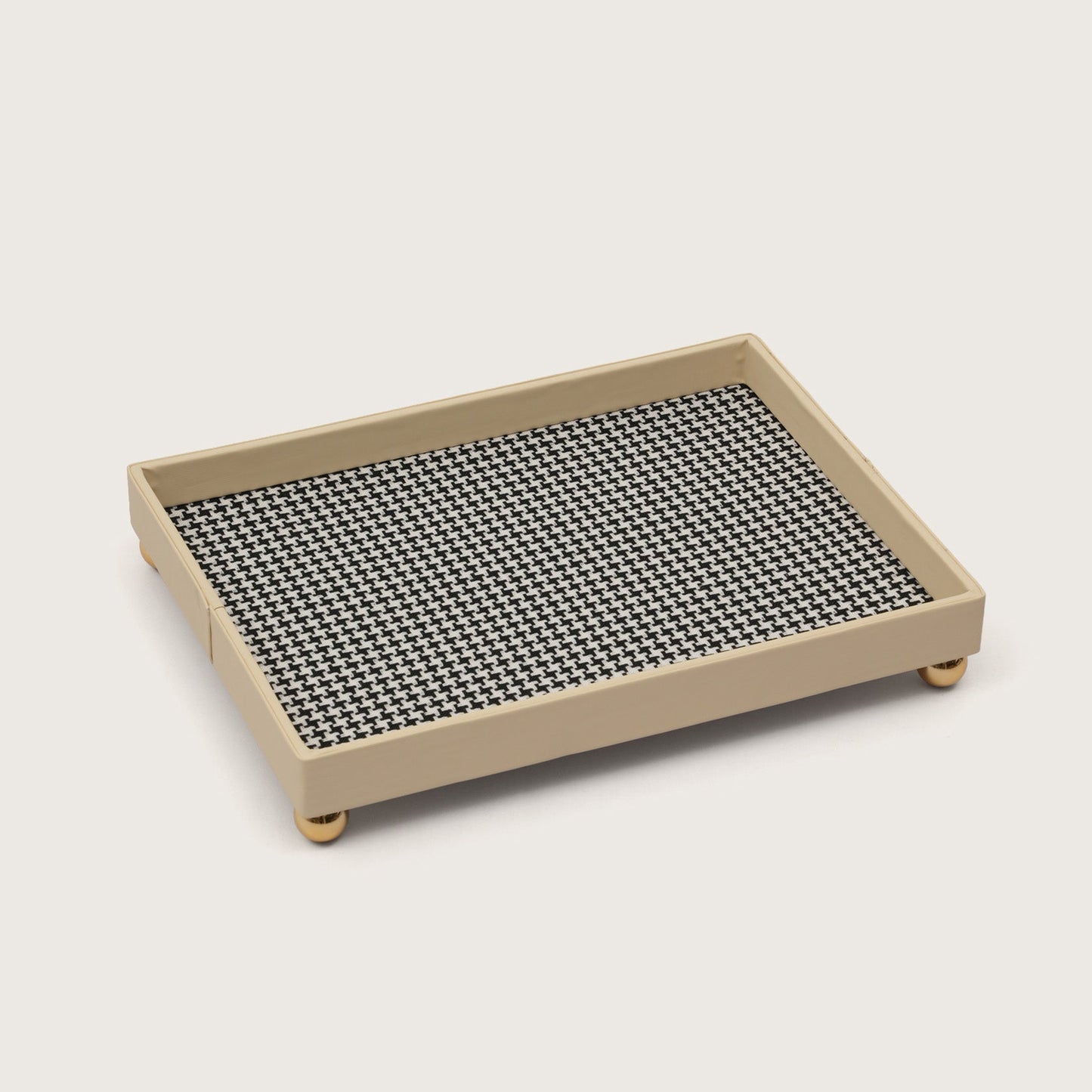 The Decorative Rectangular Tray Polished Gold Sphere Feet - Large