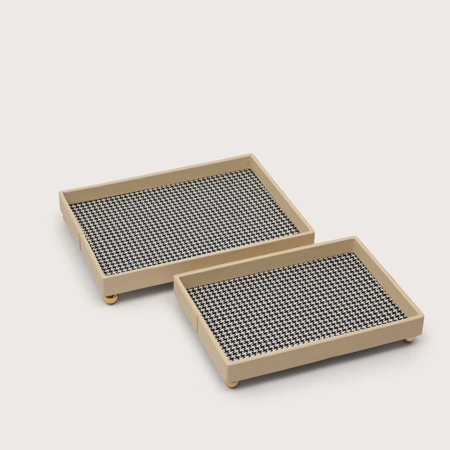 The Decorative Rectangular Tray Polished Gold Sphere Feet - Medium