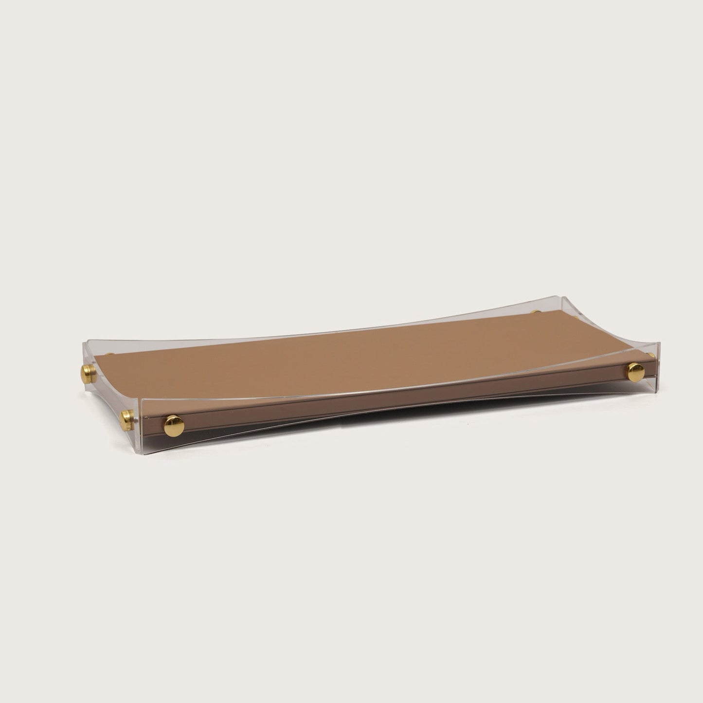 Curved Rectangular Desk Organizer Tray: Brown - Medium