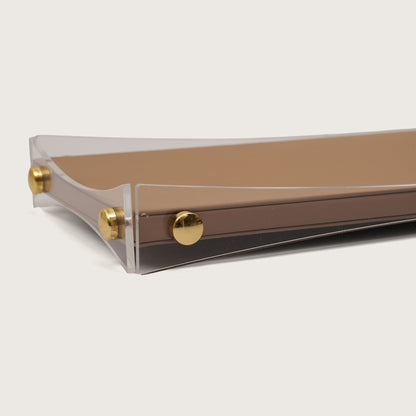 Curved Rectangular Desk Organizer Tray: Brown - Medium