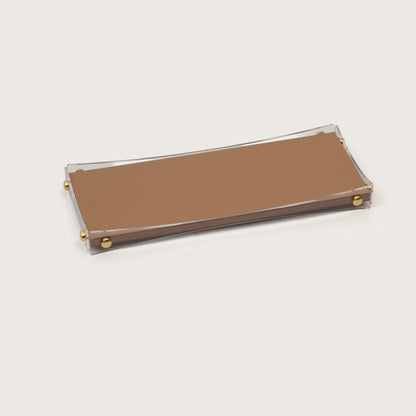 Curved Rectangular Desk Organizer Tray: Brown - Large