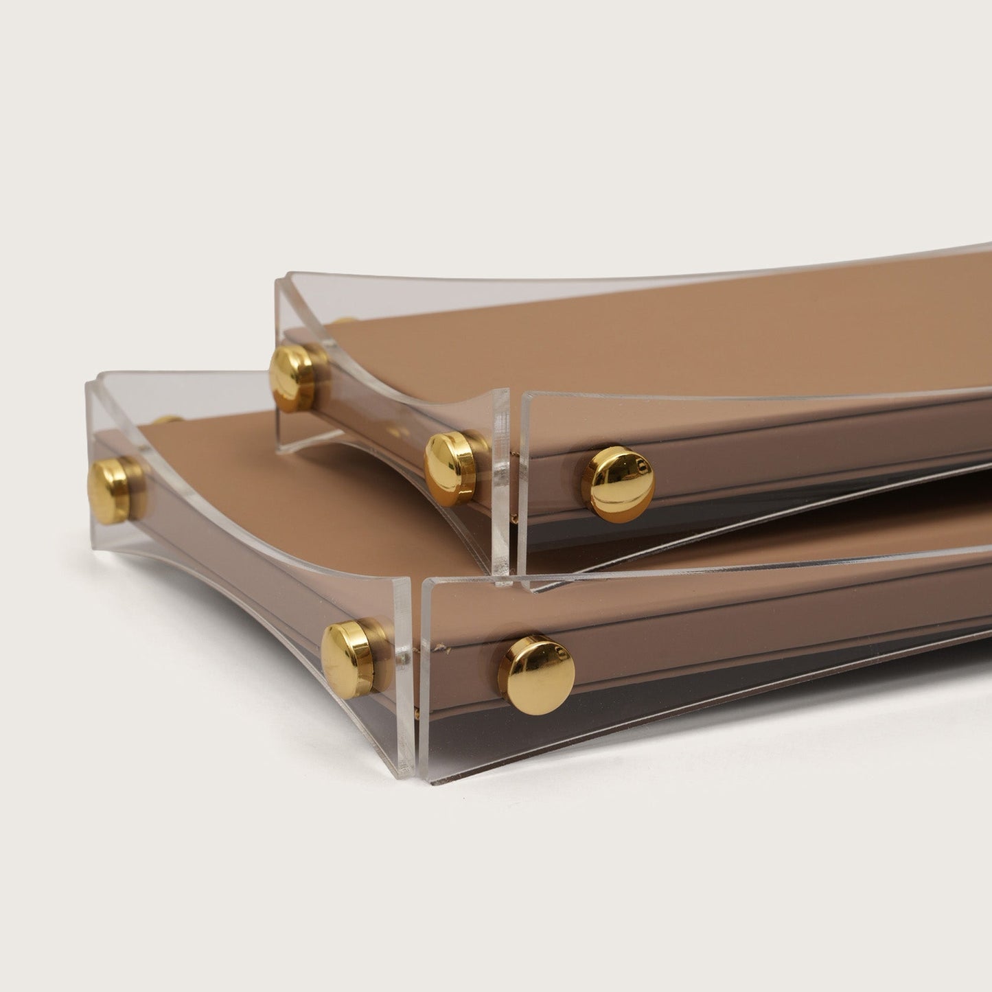 Curved Rectangular Desk Organizer Tray: Brown - Medium