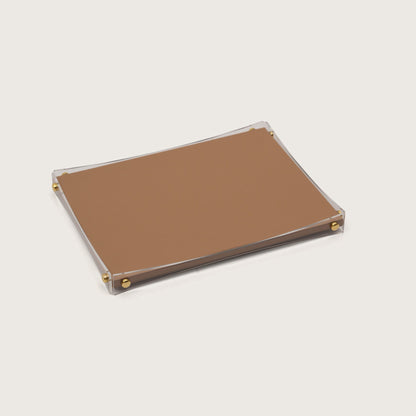 Premium Brown & Gold Serving Leather Tray - Large