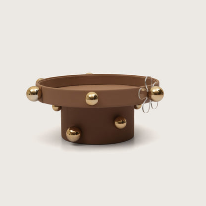 Luxe Sphere-Embellished Round Display with Acrylic Flower Accent -White