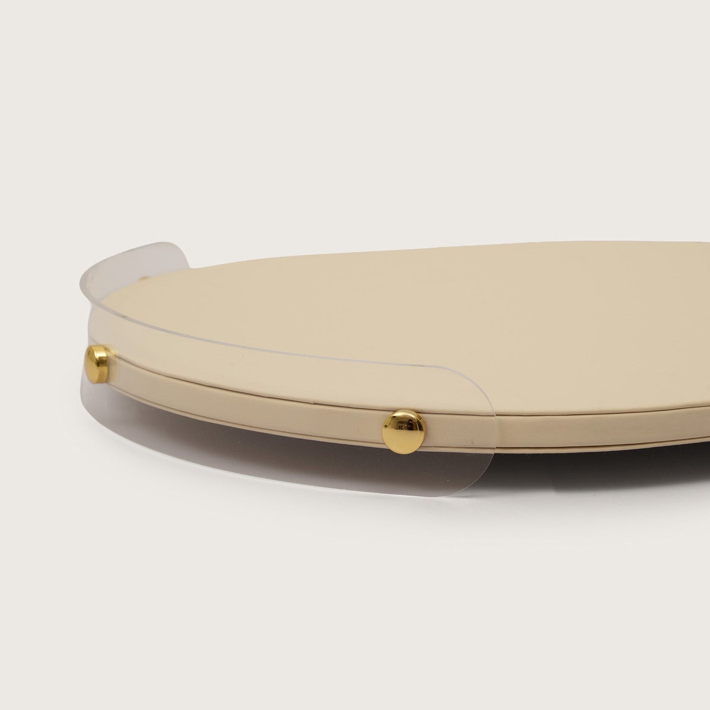 Luxe Leather Oval Accent Tray With Beige Accent - Large