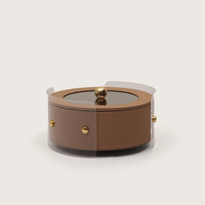 Luxury Round Organiser Storage Box With Lid Brown