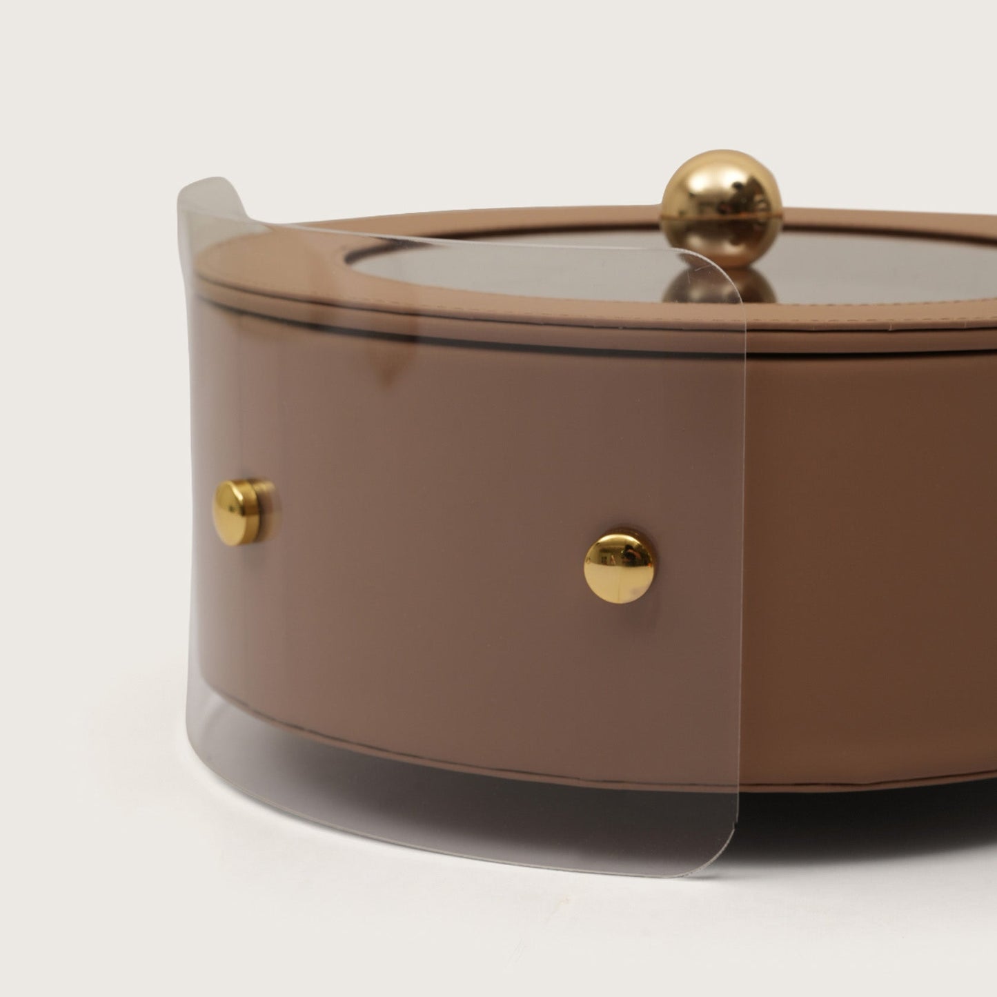 Luxury Round Organiser Storage Box With Lid Brown