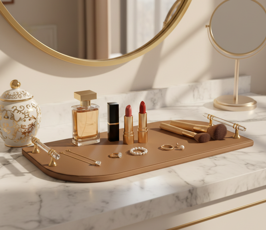 Golden Hour Archway Accent Tray with Clear Handles - Large