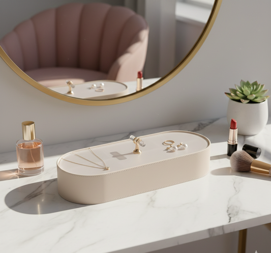 Luxe Leather Multicompartment Organiser Box White