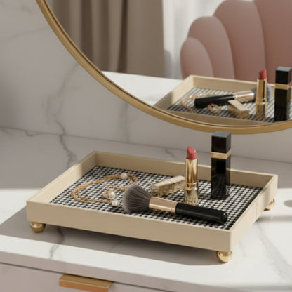 The Decorative Rectangular Tray Polished Gold Sphere Feet - Large